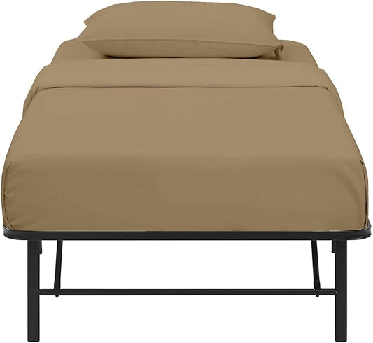 4-PC Fitted Sheet 30x80, 100% Cotton - Perfect for Narrow Twin/RV Bunk/Camping Cot/Guest Bed, Fits Upto 4-8" Deep Mattress - Taupe Solid