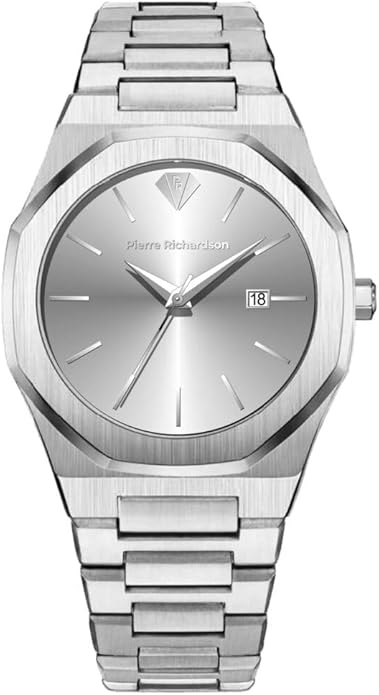 PIERRE RICHARDSON PR5428 Men’s Luxury Watch – Japanese Quartz Movement, Stainless Steel, 41mm, 5ATM Water Resistant, Scratch-Resistant Sapphire Crystal Glass – Classic Dress Watch for Men