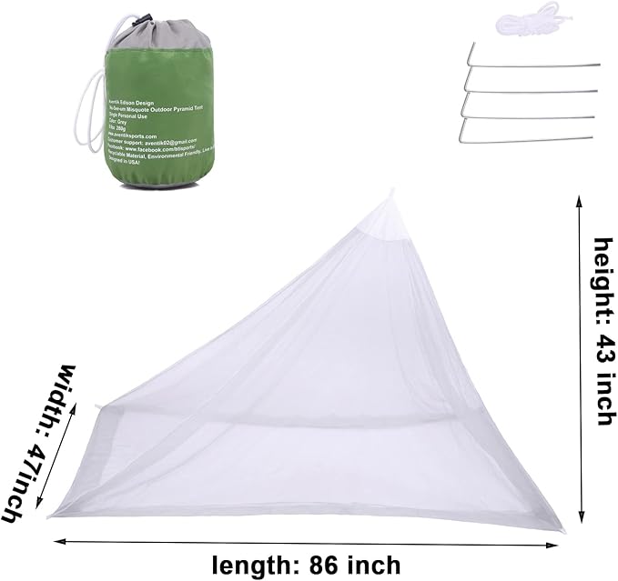 No-See-Ums Camping Mosquito Net Bed Compact and Ultra-Light for Travel，Finest Holes Mesh 2000 Noseeum Netting for Camping and Hiking, Without Sleeping Mat