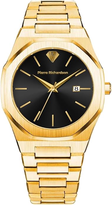 PIERRE RICHARDSON PR5428 Men’s Luxury Watch – Japanese Quartz Movement, Stainless Steel, 41mm, 5ATM Water Resistant, Scratch-Resistant Sapphire Crystal Glass – Classic Dress Watch for Men