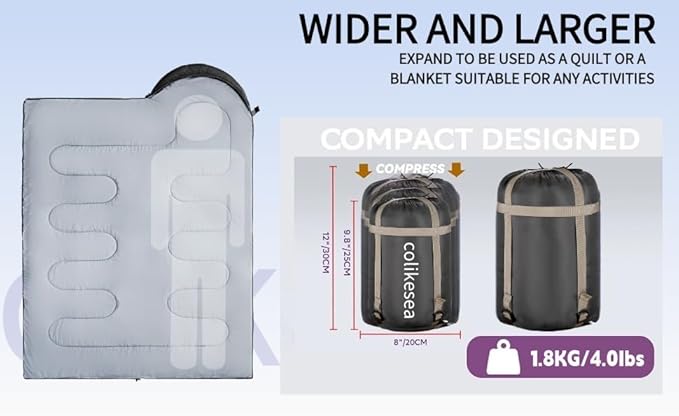 Sleeping Bags for Adults, Teens & Kids - Use for 3-4 Seasons, Warm & Cold Weather - Lightweight,Waterproof, Use for Backpacking, Hiking and Camping