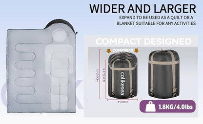 Sleeping Bags for Adults, Teens & Kids - Use for 3-4 Seasons, Warm & Cold Weather - Lightweight,Waterproof, Use for Backpacking, Hiking and Camping
