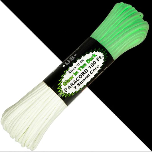 Paracord Planet Glow in The Dark 550lb Paracord – 7 Strand Luminous Parachute Cord for Nighttime Outdoor Utility – 100 ft