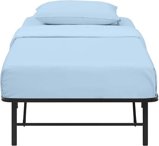 4 PC Cot Sheets 30x75, 100% Cotton Fitted Cot Sheet- Perfect for Narrow Twin/Rv Bunk/Camping Cot/Guest Bed Replacement, Sheets for Cot Bunk Bed-Fits Upto 6-8" Deep Mattress- Light Blue Solid