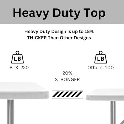 BTEXPERT 6-Foot - 72" Long White Granite Plastic Folding Seminar Training Table Portable 18" Wide Narrow, 29" High, Events Indoor Outdoor Lightweight Set of 5
