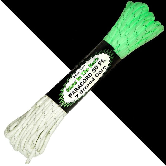 Paracord Planet Glow in The Dark 550lb Paracord – 7 Strand Luminous Parachute Cord for Nighttime Outdoor Utility – Reflective (50 ft)