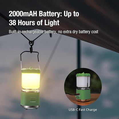 KLARUS CL8 Small Camping Lantern & Light, Pumpkin Pocket Rechargeable Camping Flash Light Tent Light, Hanging Hook, USB-C Port, IPX5 Waterproof