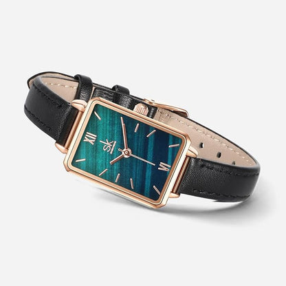 Dainty Women's Wrist Watch: Green Malachite Dial,Beautiful Bracelet, Wrapped by Stylish Gift Box, Elegant Present for Ladies and Loved Ones Anniversary, Birthday, or Holidays Like Christmas.