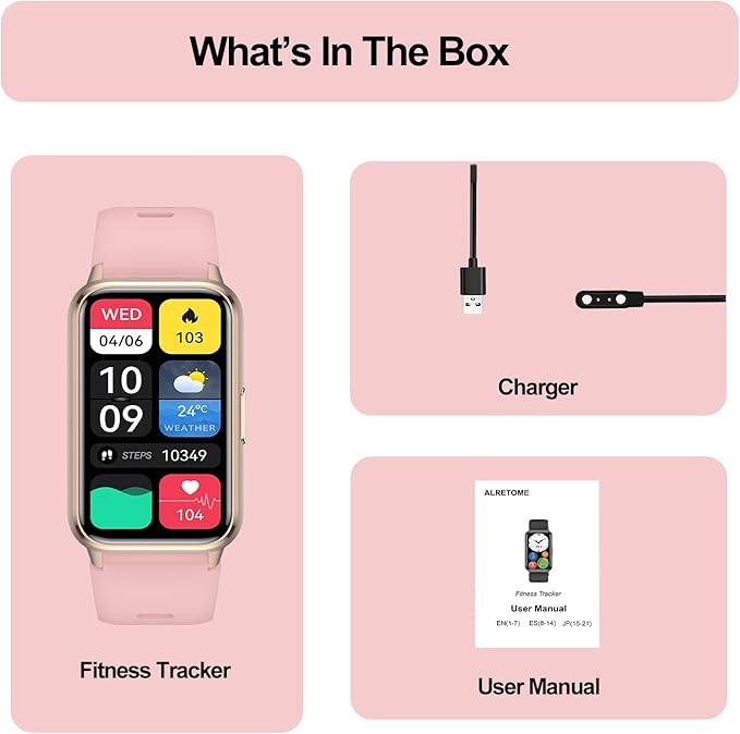 Smart Watch for Women, Fitness Tracker (Answer/Make Calls), with 1.47″ AMOLED Always-On Display, 24/7 Heart Rate, Sleep Tracking, 110+ Sport Modes, Custom watch faces, Compatible for Android Phone, A1