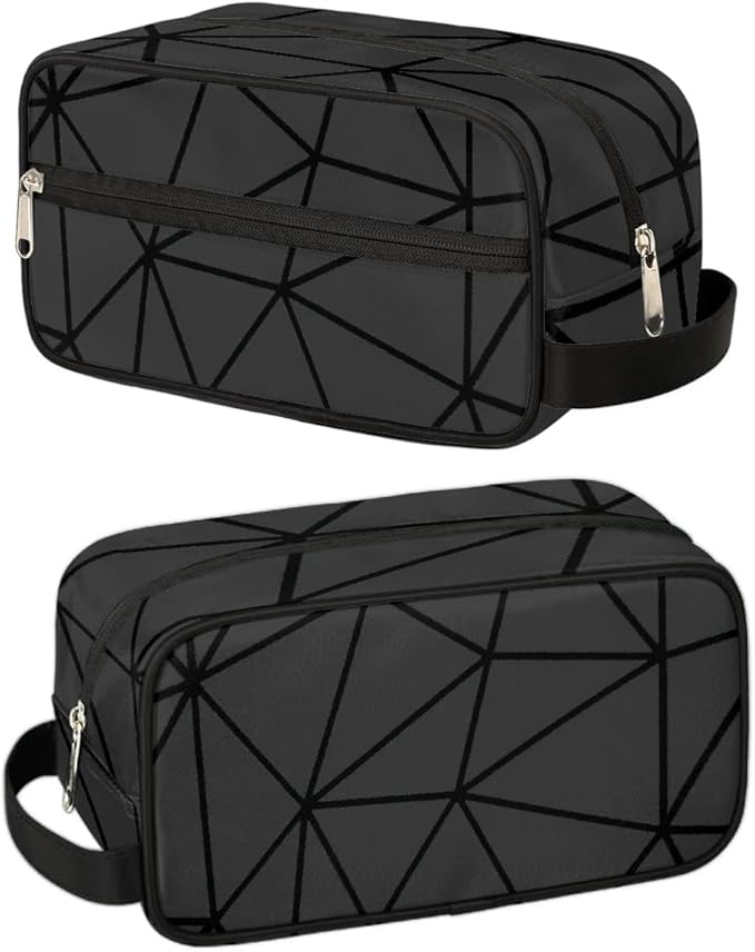 Black Triangle Hanging Toiletry Bag,Travel Hygiene Kits for Boys Mens,Waterproof Makeup Carry-on Bags,Cosmetic Bag,TSA Approved Shave Dopp Kit for Toiletries Shower Bathroom Accessories Gifts
