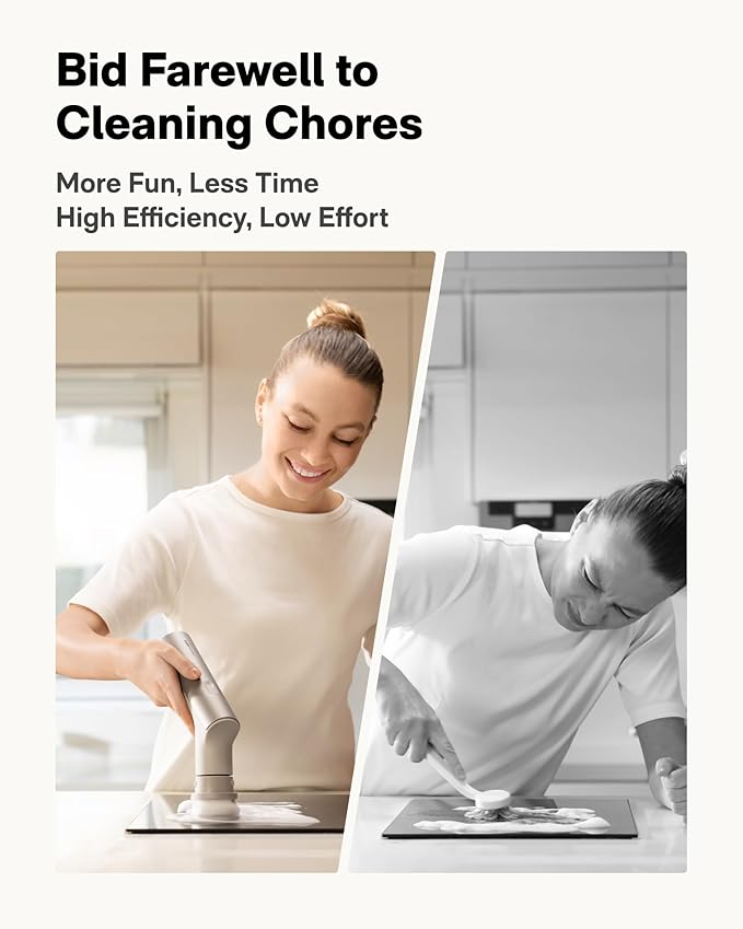 HOTO Electric Spin Scrubber, IPX7 Full Body Waterproof Dish Scrubber Brush, Cordless Bathroom Cleaning Brush, Max 22 in-lb, Power Scrubber with 9 Brush Heads for Kitchen, Sink, Bathroom, Shower, Tile