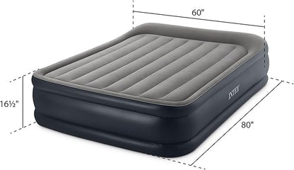 Intex 64131ED Dura-Beam Plus Deluxe Pillow: Fiber-Tech – Twin Size – Built-in Electric Pump – 16.5in Bed Height – 300lb Weight Capacity
