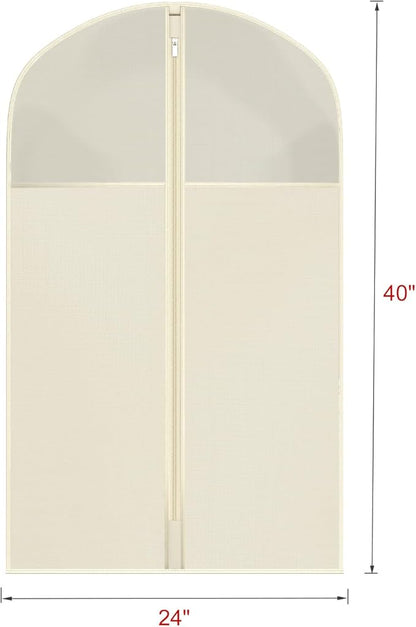 Univivi Suit Bags for Closet Storage, 40" Garment Bags for Hanging Clothes, Garment Bag for Travel and Storage with Large Visible Window for Suit Coat, Jacket, Sweaters (Set of 6), Biege