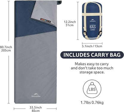 Naturehike Lightweight Compact Sleeping Bag, Envelope Ultralight Backpacking Sleeping Bag Portable, Waterproof, Comfort with Compression Sack for Cold&Warm, Camping, Traveling, Hiking