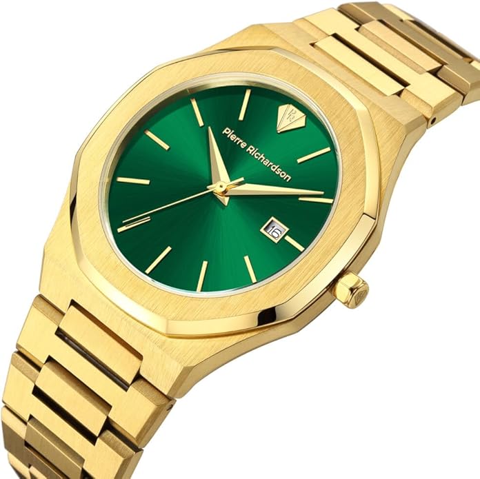 PIERRE RICHARDSON PR5428 Men’s Luxury Watch – Japanese Quartz Movement, Stainless Steel, 41mm, 5ATM Water Resistant, Scratch-Resistant Sapphire Crystal Glass – Classic Dress Watch for Men