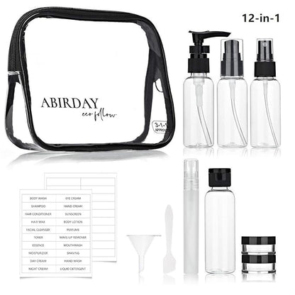 Travel Size Bottles Containers for Toiletries with Toiletry Bag and Label, Leak-Proof & TSA Approved Carry-on for Airplane Women Men