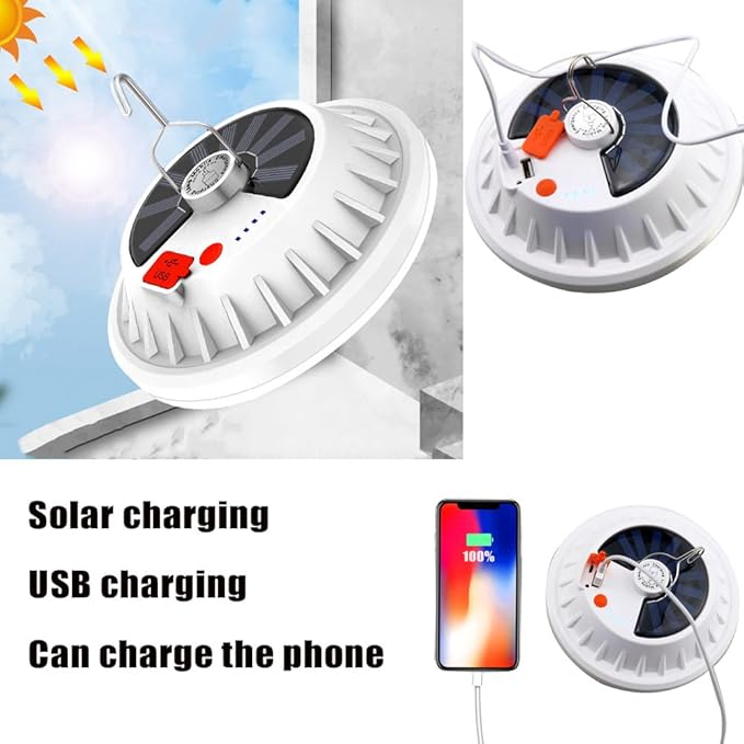 LED Camping LED Tent Solar Lantern Lights 6000LM 5 Mode USB Rechargeable Remote Control Portable Light Tent Hanging Flashlight Outdoor Fishing Emergency Courtyard Garden 1pack