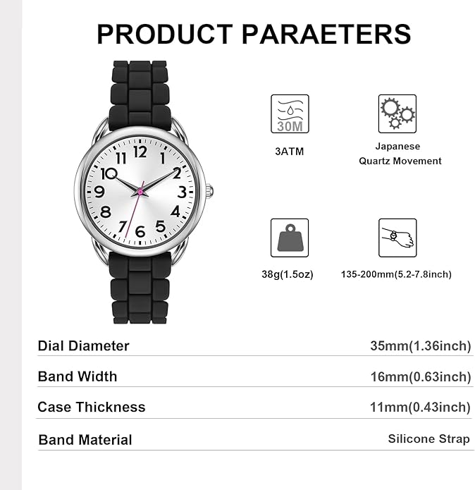 35MM Women's Watch Big Face Easy Reader Water Proof