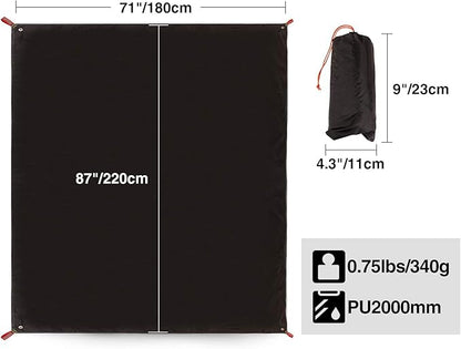 REDCAMP Ultralight Tent Footprint, PU 2000 Waterproof Camping Tent Tarp with Drawstring Carrying Bag for Ground Camping Hiking (71"x87" UL Black)