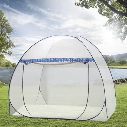 Mengersi Mosquito Net Tent for Bed,Pop-Up Bed Canopy with Net Bottom,Mosquito Netting Bed Tent for Kids Girls Boys,Bed,Suit for Indoor Outdoor (Full/Queen, Blue)