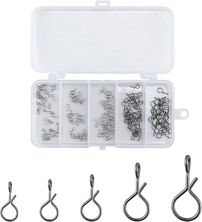 Alwonder 150-Pack Fly Fishing Snaps Twist Clips, 3/5 Sizes Stainless Steel Quick Change Lure Snaps No Knot Clip Quick Snap Fast Snap Lure Connector for Jigs Lures Fishing Clips Swivels Terminal Tackle