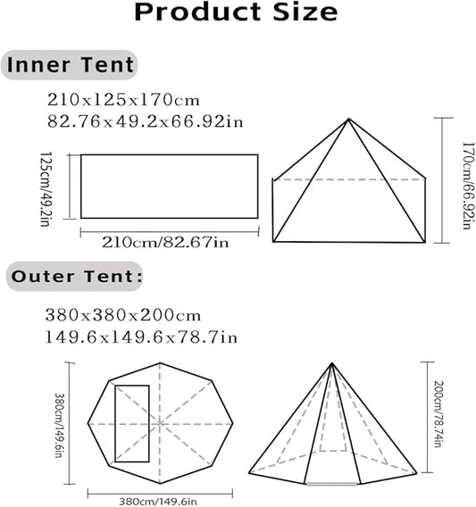 Camping Hot Tent with Wood Stove Jack Winter Teepee Tent 4 Season Backpacking Tent for Survival Hunting Military Fishing