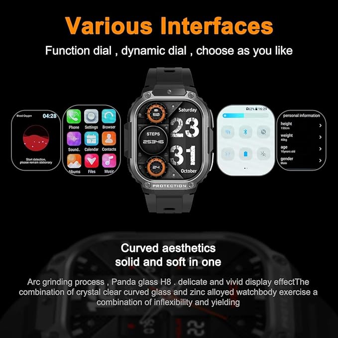 4G LTE GPS Smartwatch Phone for Men Women, SIM Card (Answer/Make Call), 2GB+16GB, Android 8.1 Activity Tracker with Heart Rate, App Store HD Camera Video Calling 2.13 inch AMOLED Screen