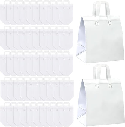 Hushee 200 Pcs Insulated Take out Bags Bulk Thermal Insulation Take Away Bags Disposable Cooler Bags 10.24x11.02x6.69 Inch for Grocery Lunch Hot Cold Frozen Food Delivery Shipping(White)