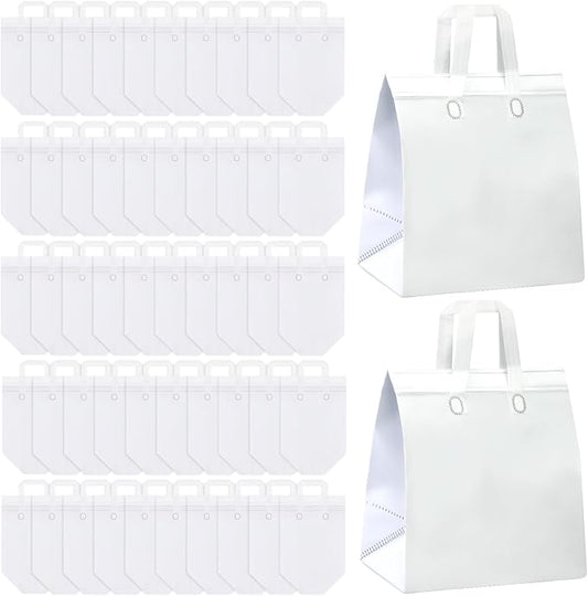 Hushee 200 Pcs Insulated Take out Bags Bulk Thermal Insulation Take Away Bags Disposable Cooler Bags 10.24x11.02x6.69 Inch for Grocery Lunch Hot Cold Frozen Food Delivery Shipping(White)