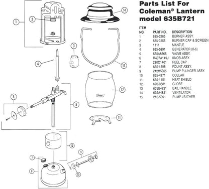 Coleman 242M5305 Lantern Pump Plunger Kit with Leather Pump Cup