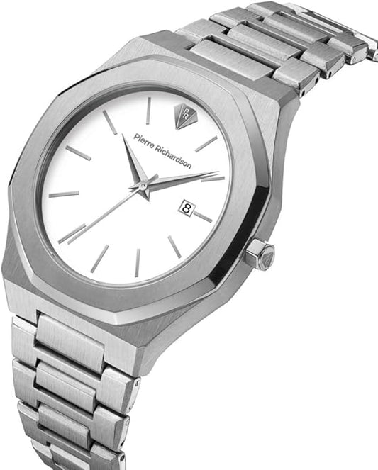 PIERRE RICHARDSON PR5428 Men’s Luxury Watch – Japanese Quartz Movement, Stainless Steel, 41mm, 5ATM Water Resistant, Scratch-Resistant Sapphire Crystal Glass – Classic Dress Watch for Men