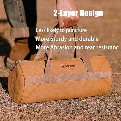 Tent Stakes Bag,Canvas Camping Storage Bags Essentials Accessories Tools Hiking Hunting Gear（Brown 40CM）