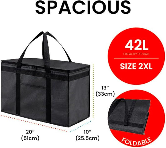 NZ home XXL Insulated Cooler Bag and Food Warmer for Delivery & Grocery Shopping with Zippered Top, Red (1 Pack)