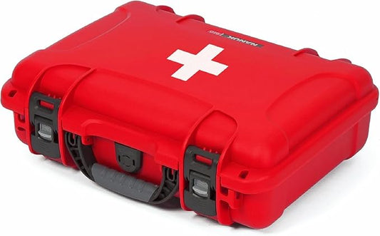 NANUK 910 Waterproof First Aid Box Empty – Durable, Medical First Aid Organizer Case, IP67-Rated, Dustproof, Impact-Resistant, and Floats (7.4" x 4.9" x 3.1") – Red