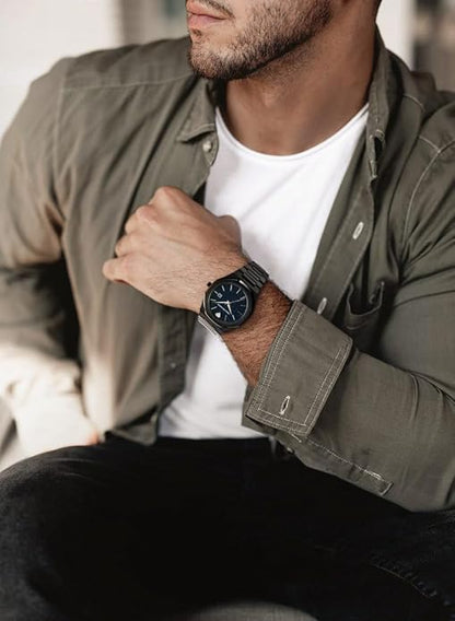 PIERRE RICHARDSON PR5428 Men’s Luxury Watch – Japanese Quartz Movement, Stainless Steel, 41mm, 5ATM Water Resistant, Scratch-Resistant Sapphire Crystal Glass – Classic Dress Watch for Men