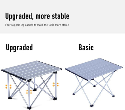 iClimb Ultralight Compact Camping Folding Table with Carry Bag (Reinforced Silver - S)