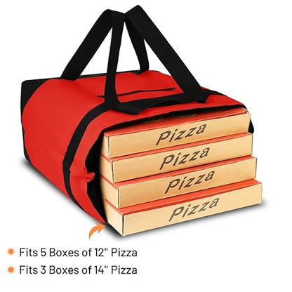 Insulated Reusable Tote Bag for Grocery Shopping for Women, Pizza/Food Delivery Bag to Keep Food Cold/Hot for Uber Eats/Doordash/Grubub, Cooler bags for Travel/Beach/Picnic, Red