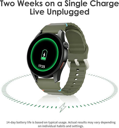 G12 Fitness Smartwatch with GPS, 2 Watch Bands, 1.43 AMOLED Screen, 3ATM 30M Waterproof, 450mAh Large Battery, Answer/Make Call, 24/7 Sleep Tracking, Compatible for Android iOS
