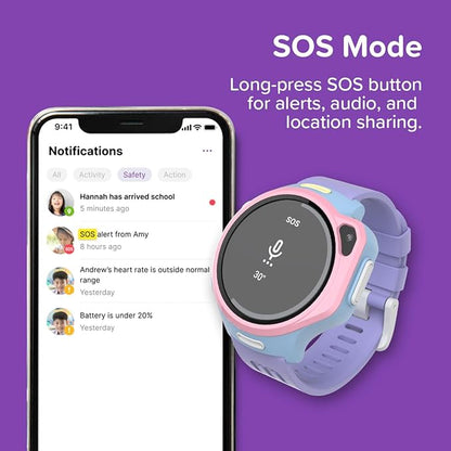 myFirst Fone R2 Kids Smartwatch with eSIM Video Calls Messaging Real-Time GPS Tracking SOS Button Safety Alerts School Mode Music Player Ages 5-12, for USA & Canada Gift for Girls (Nougat White)