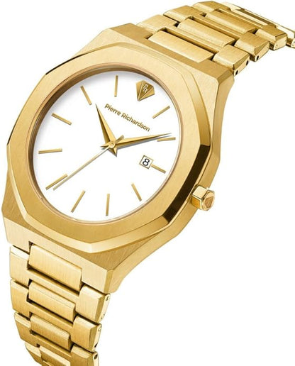 PIERRE RICHARDSON PR5428 Men’s Luxury Watch – Japanese Quartz Movement, Stainless Steel, 41mm, 5ATM Water Resistant, Scratch-Resistant Sapphire Crystal Glass – Classic Dress Watch for Men