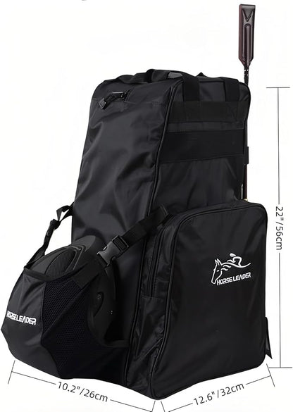 Tall Boot and Helmet Carrier - Waterproof 3 in 1 Equestrian Travel Bag for Horse Riding, Large Capacity, English Bag Carry All