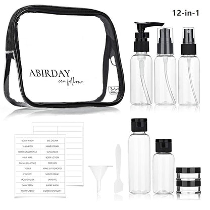 Travel Size Bottles Containers for Toiletries with Toiletry Bag Kit for Liquids, Leak-Proof & TSA Approved Carry-on for Airplane - Women/Men