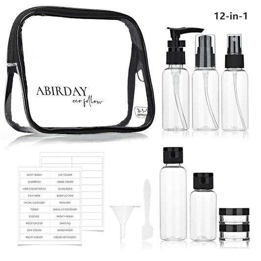 Travel Size Bottles Containers for Toiletries with Toiletry Bag Kit for Liquids, Leak-Proof & TSA Approved Carry-on for Airplane - Women/Men