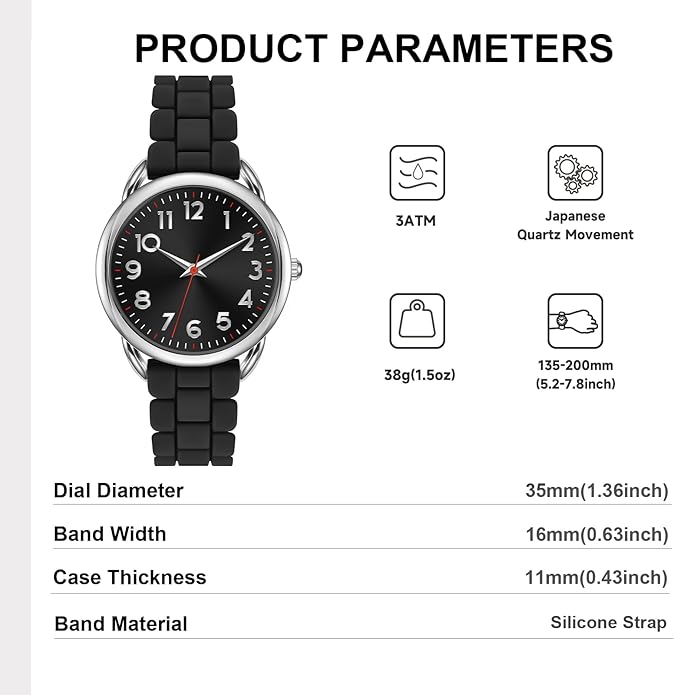 35MM Women's Watch Big Face Easy Reader Water Proof