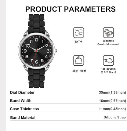 35MM Women's Watch Big Face Easy Reader Water Proof