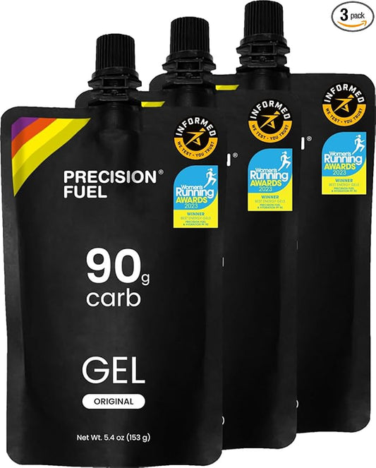 Precision Fuel 90 Energy Gels - Mild Flavour Running Gels for Endurance Athletes, 90g Carbohydrate, Easy-to-Digest, Perfect for Running & Long-Duration Sports, 153g (Pack of 3)
