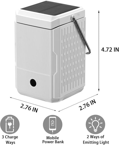 2 Pack Camping Lantern Rechargeable, Hand Crank & Solar Camping Lights with USB Output, Tent Lights for Camping, Portable Camp Lamp, Camping Hurricane Home Power Failure Essentials (White, 2 Pack)