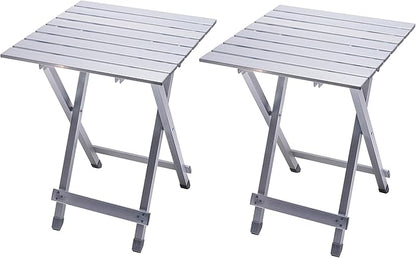 SUNNYFEEL Folding Camping Table - Lightweight Aluminum Portable Picnic Table, 18.5x18.5x24.5 Inch for Cooking, Beach, Hiking, Travel, Fishing, BBQ, Indoor Outdoor Small Foldable Camp Tables