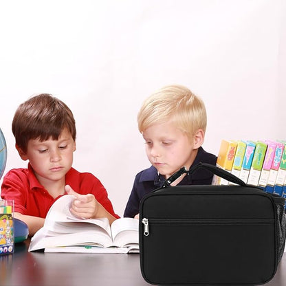 Insulated Lunch Box for School, Thermal Reusable Durable Freezable Lunch Bags for Kids Boys Girls Men Women - Small Soft Cooler Portable Lunch Tote Kit for Work Picnic Travel,Black