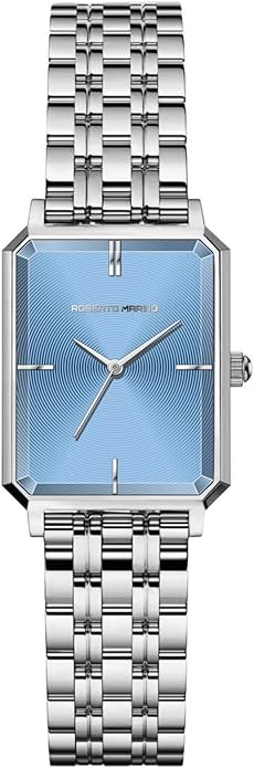Roberto Marino RM1982 Women’s Luxury Watch Rectangular Gold – Japanese Quartz Movement, Vintage Stainless Steel Design, Silver Dial, Elegant Dress Timepiece, 3ATM Water Resistant – Reloj para Mujer